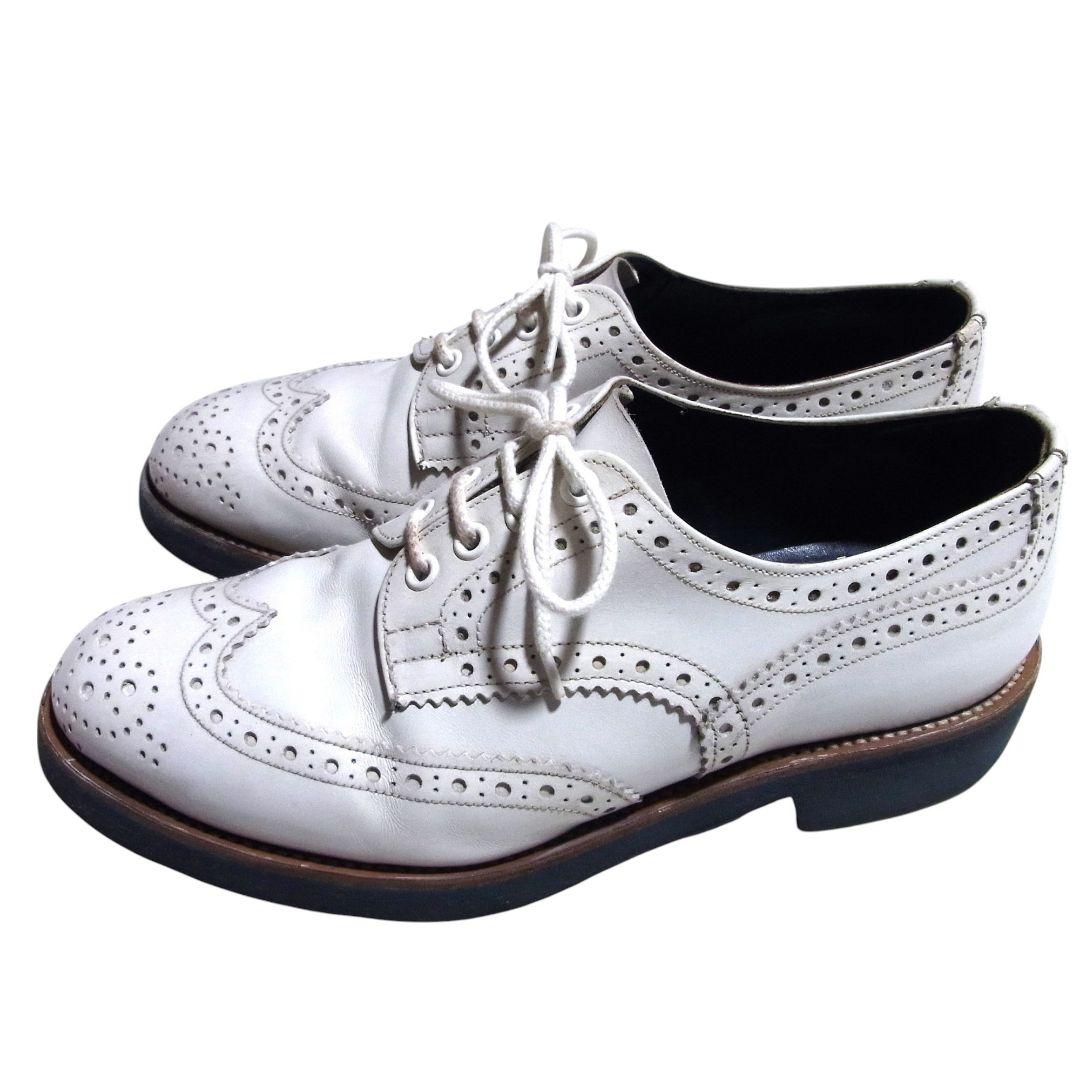 トリッカーズ バートン 7.5 白 ホワイト ガムライトソール レザー シューズ