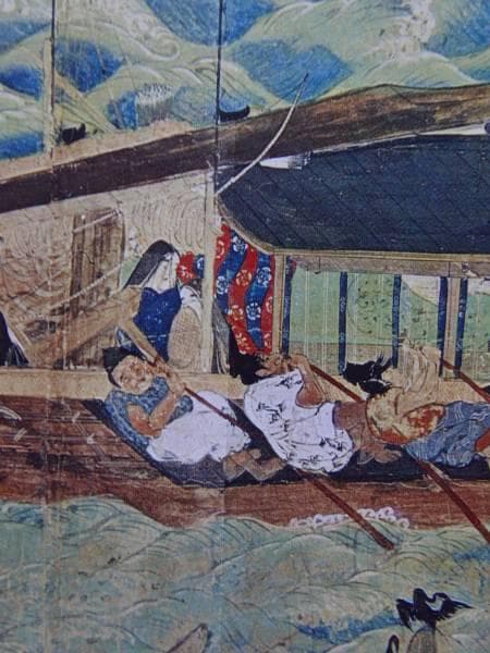 北野天神縁起、【筑紫への船出】、希少豪華画集画、新品高級額・額装付、大判