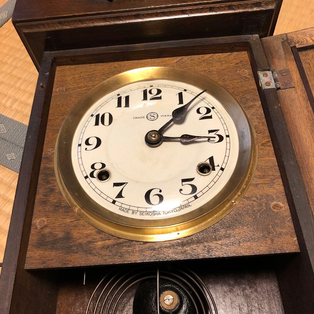 木製掛時計 振り子付き　ゼンマイ式