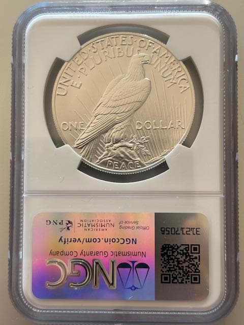 アメリカピースドル純銀復刻銀貨2023MS70初期公式頒布NGC鑑定済