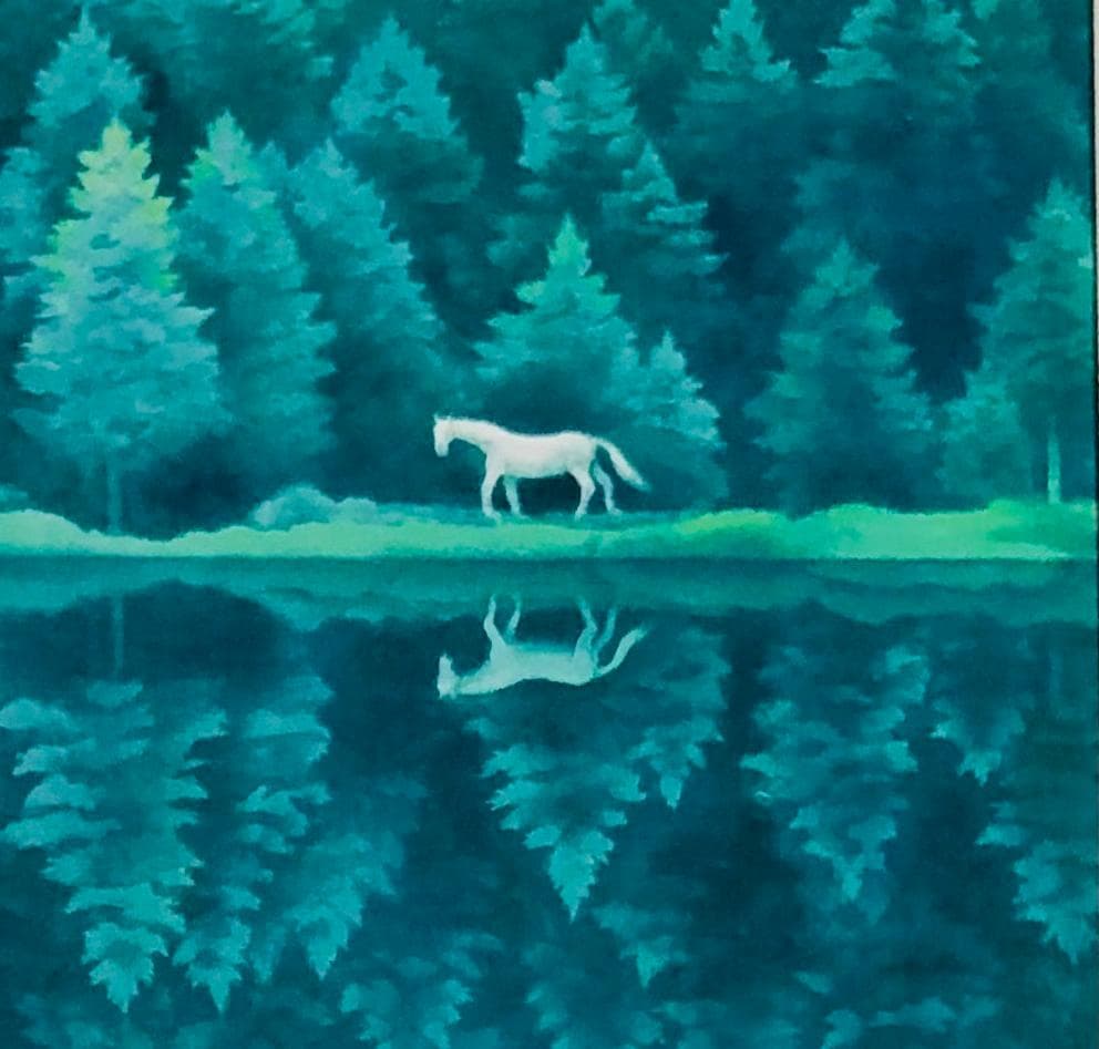 【新品】東山魁夷「緑響く」 ポスター　複製画　日本画　風景画　高級額付