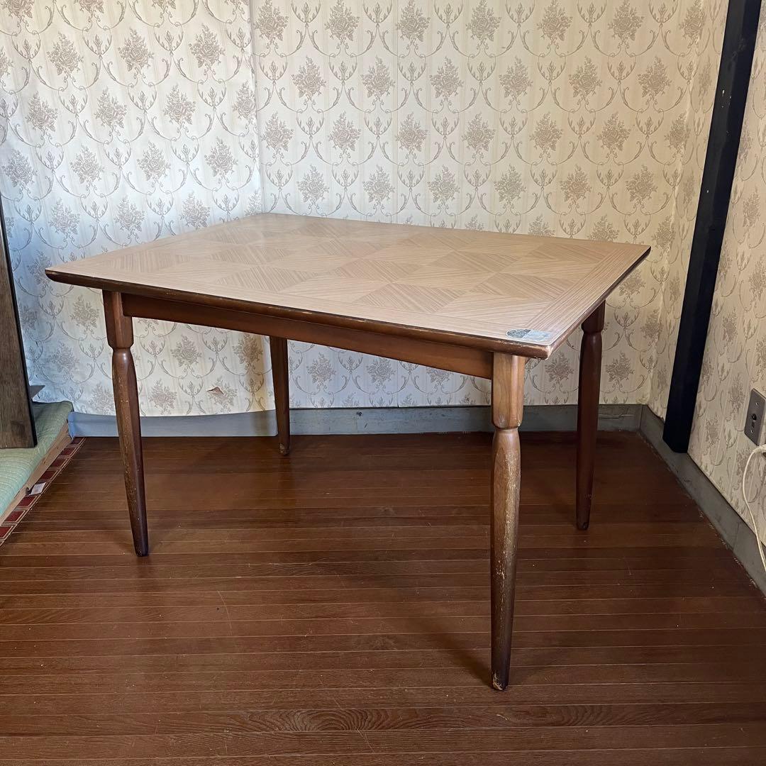 【アンティーク】昭和レトロ トーア 木製 ダイニングテーブル 食卓 古家具