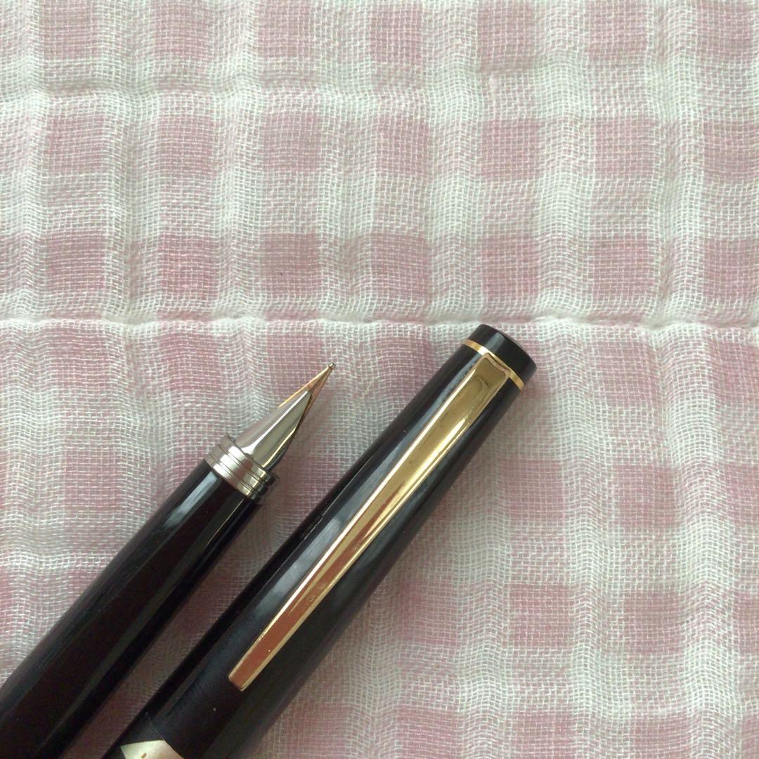 プラチナ 14K 14金 万年筆 ショート 両面書き 2way 中字 黒 廃盤