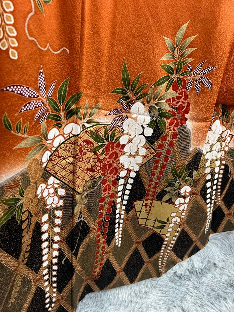 振袖　成人式　藤文様　美品　長襦袢セット