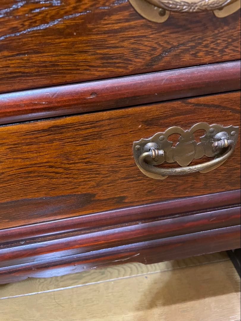 脚付アンティーク和箪笥4段 金具取手引き出しチェスト和モダン