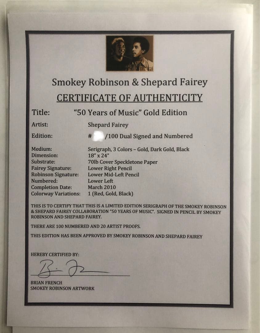 SHEPARD シェパードフェアリー 50Years of Music COA付