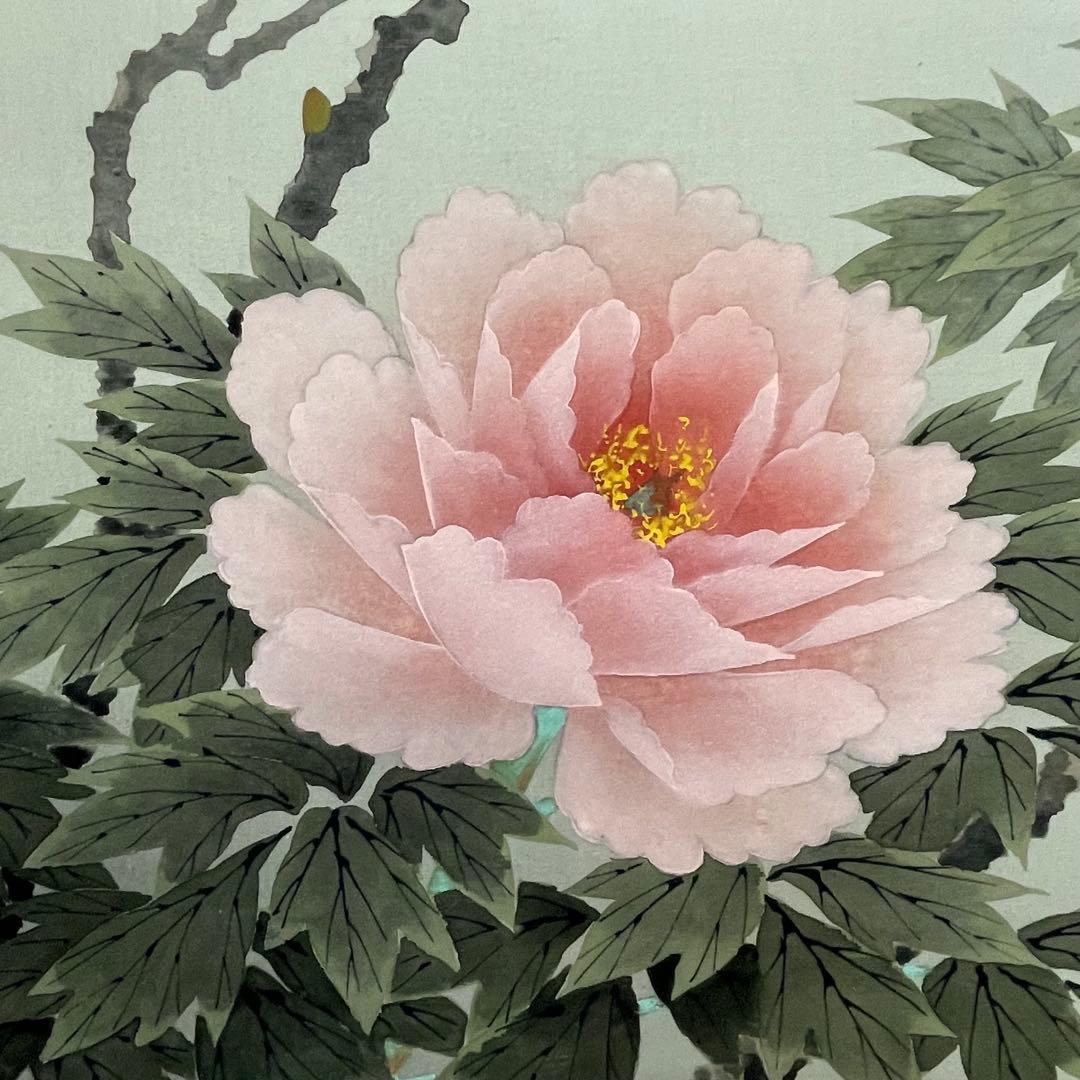 掛軸　山田帆丘　やまだはんきゅう　「富貴」 　共箱　真作　日本画　掛け軸　四季花