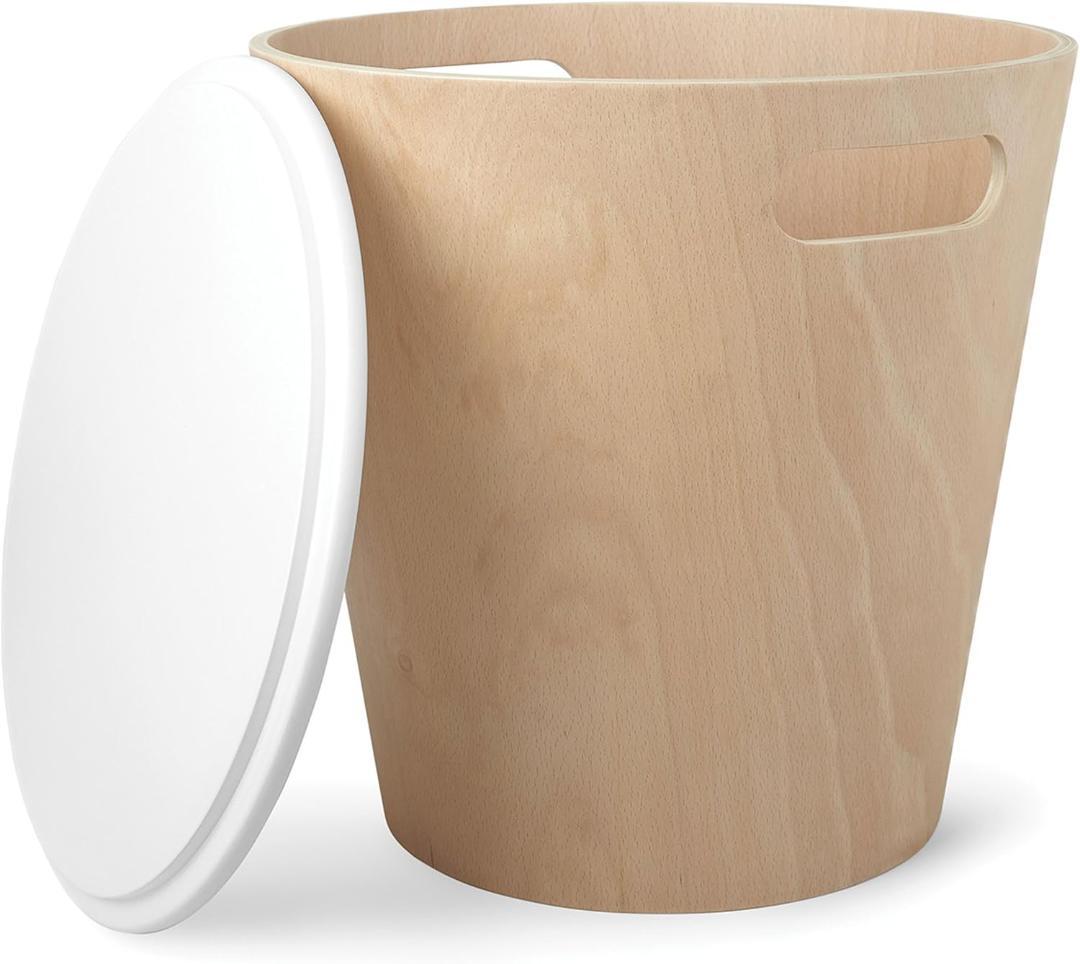 umbra WOODROW 収納スツール 持ち手付き 椅子 収納 整理整頓 木製