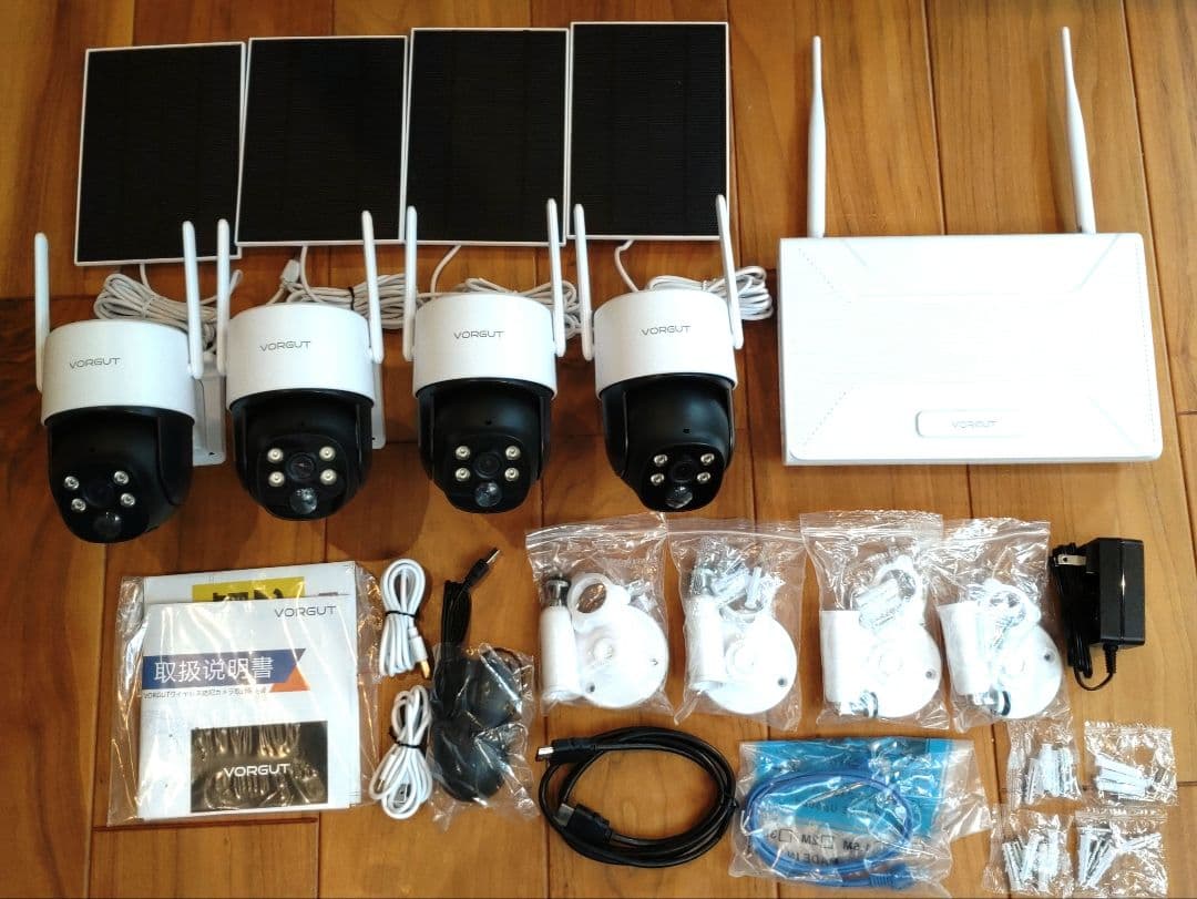 【値下げ】VORGUT 防犯カメラ 屋外 ソーラー4台セット全彩夜間視界