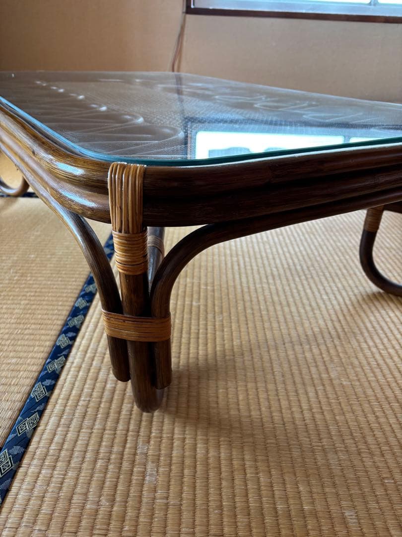 最終値下げ　昭和レトロ ヴィンテージ 大型 ラタンテーブル