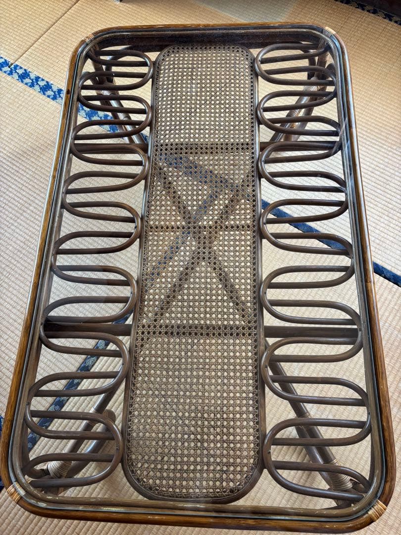 最終値下げ　昭和レトロ ヴィンテージ 大型 ラタンテーブル