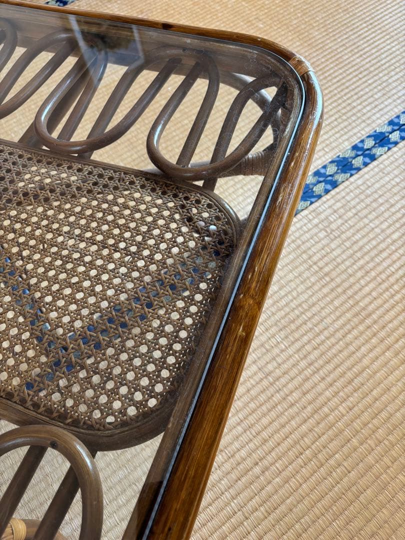 最終値下げ　昭和レトロ ヴィンテージ 大型 ラタンテーブル