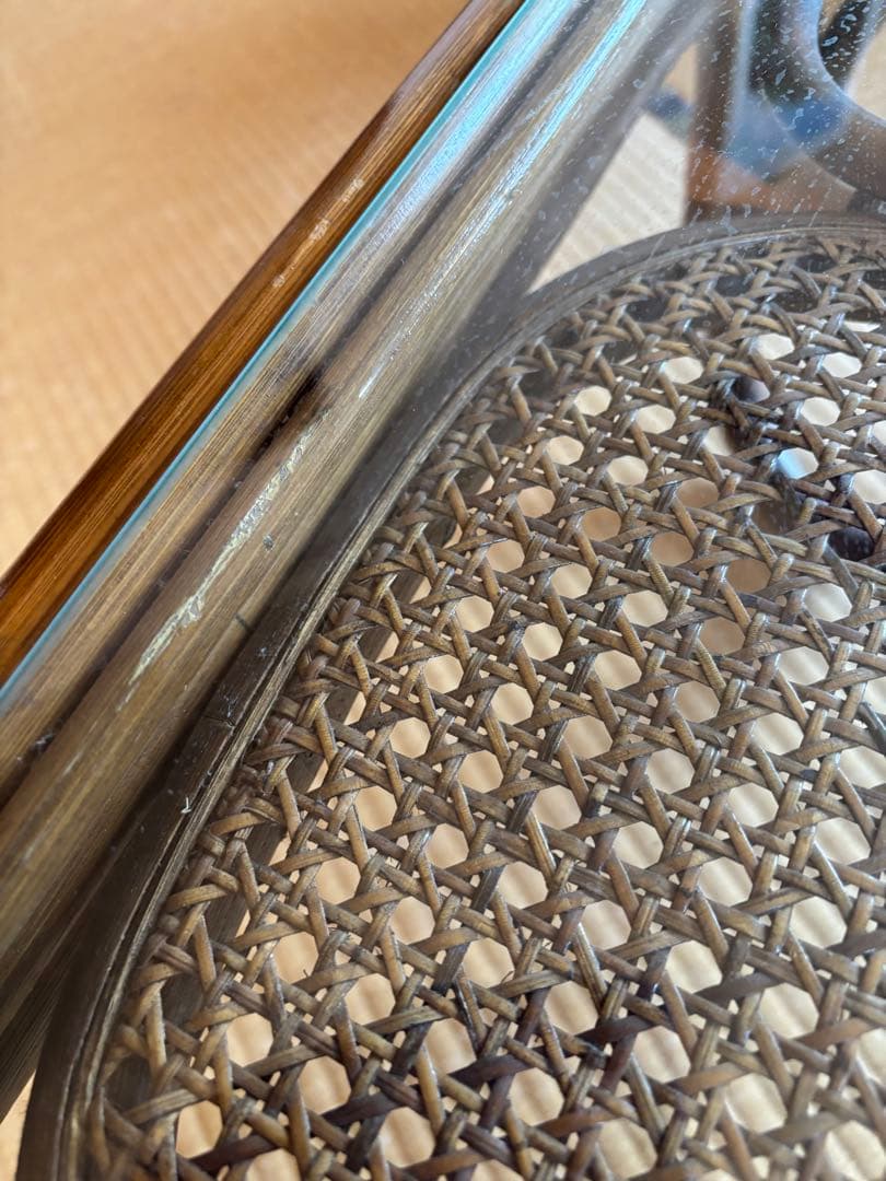 最終値下げ　昭和レトロ ヴィンテージ 大型 ラタンテーブル