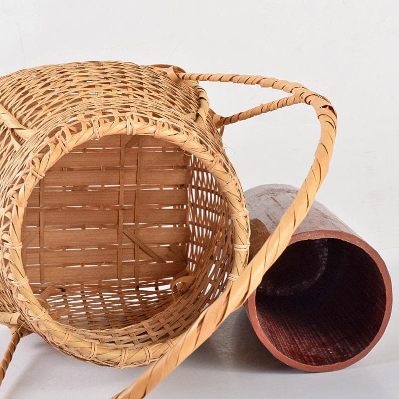 茶道具　平安　竹美斎造　即中斎好　方円篭　花入　共箱　M　R7760B