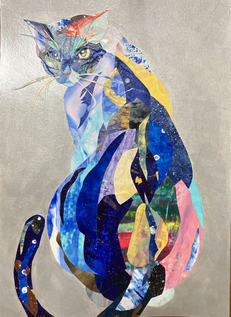 コラージュ猫　絵画　イラスト　ドローイング