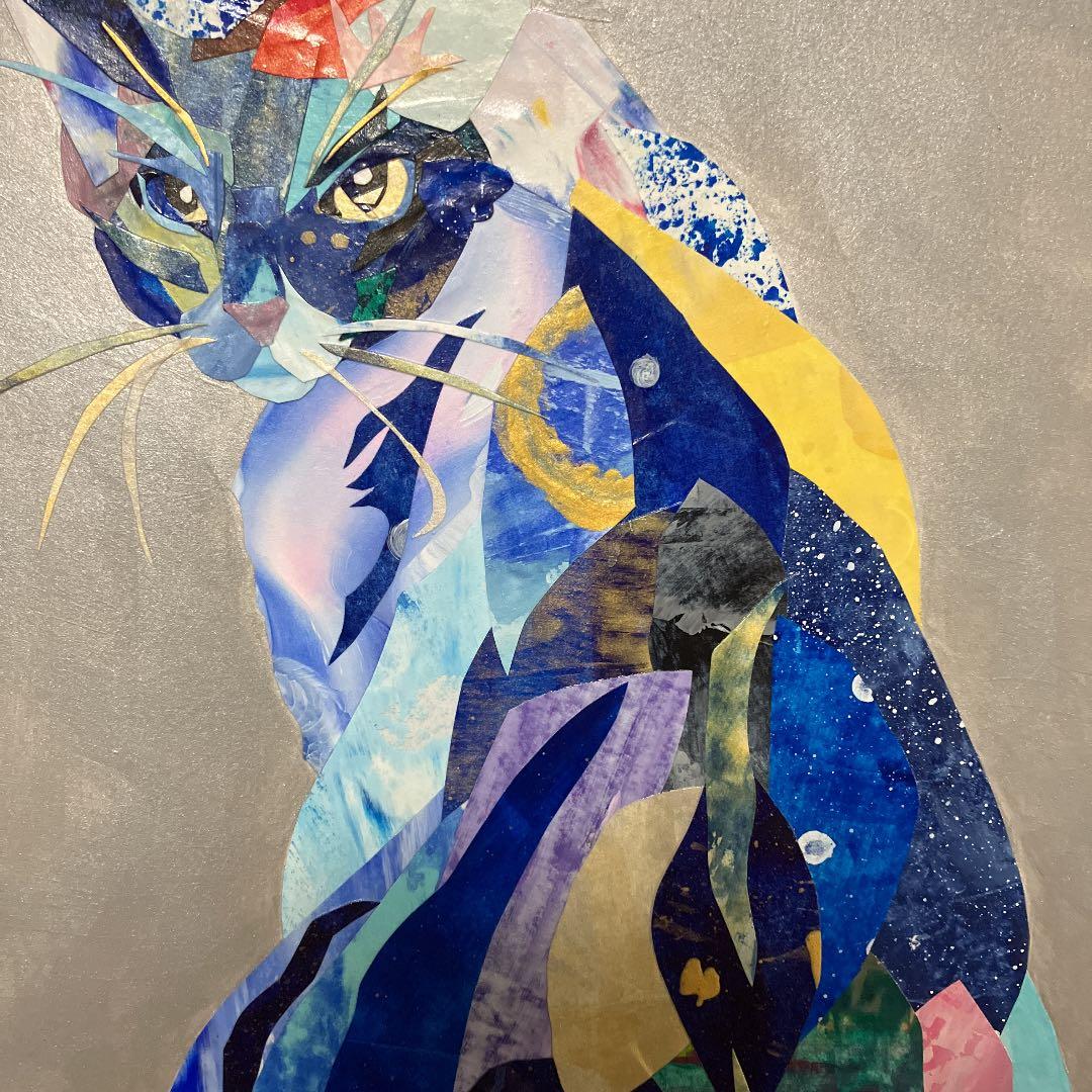 コラージュ猫　絵画　イラスト　ドローイング