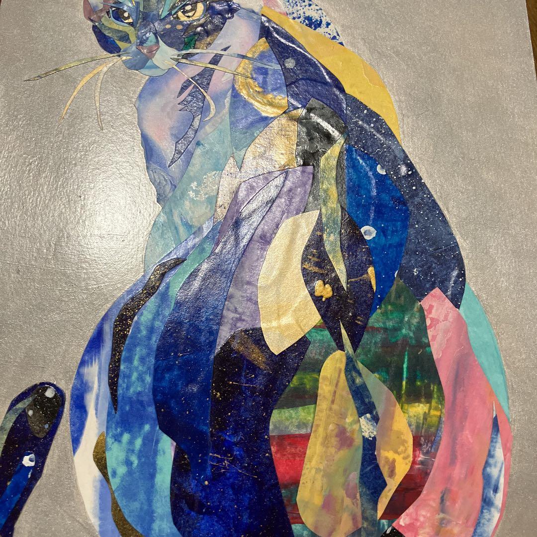 コラージュ猫　絵画　イラスト　ドローイング
