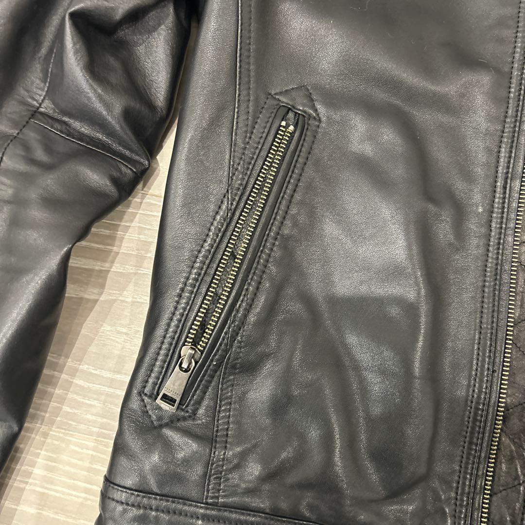 美品 バーバリーブラックレーベル 羊革レザージャケット M 黒