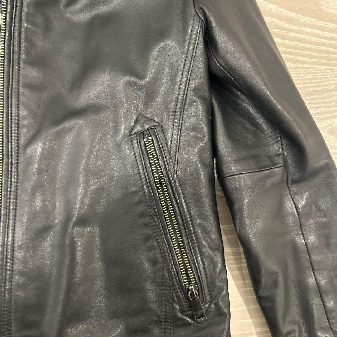 美品 バーバリーブラックレーベル 羊革レザージャケット M 黒