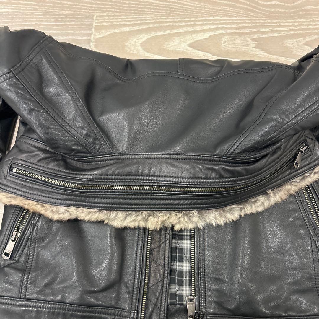 美品 バーバリーブラックレーベル 羊革レザージャケット M 黒