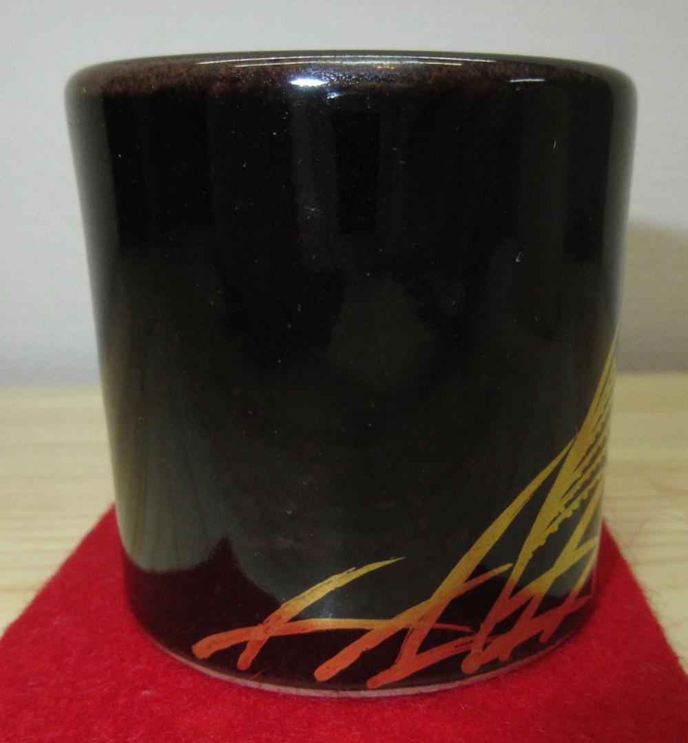 送料込【逢絢亭・新品】茶道具 蓋置 膳所焼 金彩 武蔵野の図 陽炎園 共箱入り