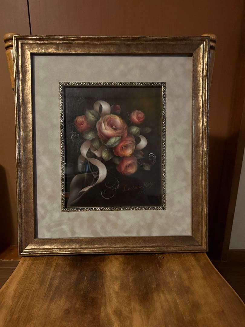 油絵/薔薇/ローズ/8号/額縁