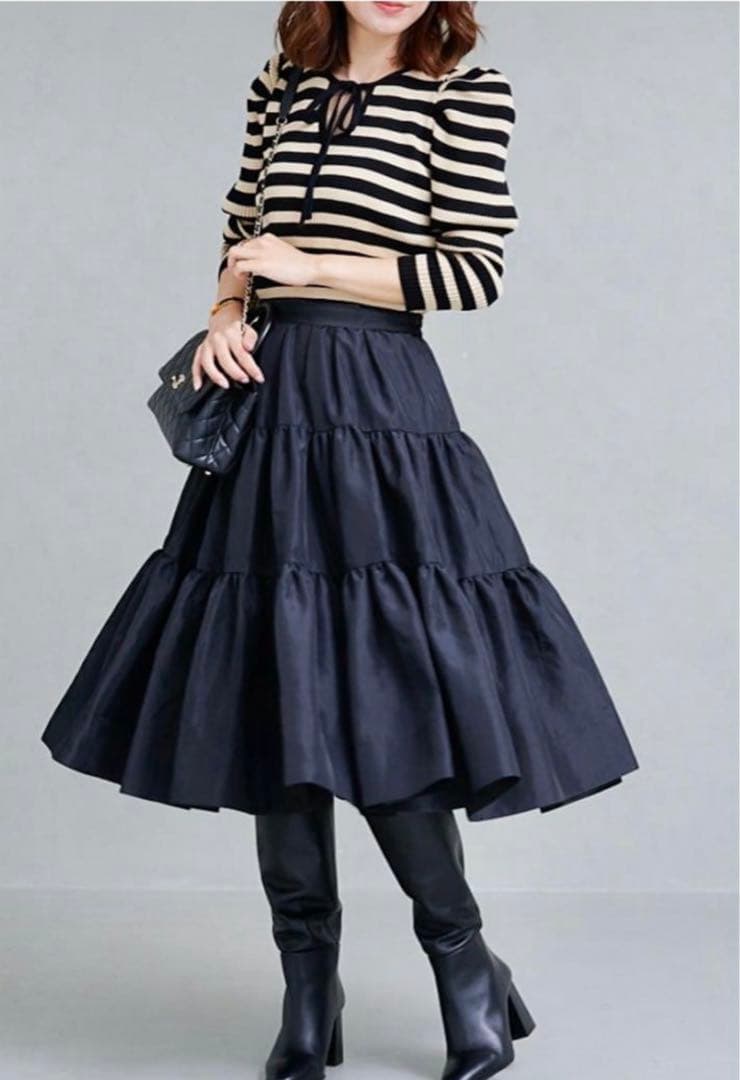 オブリ OBLI ティアードスカート　ミディアム