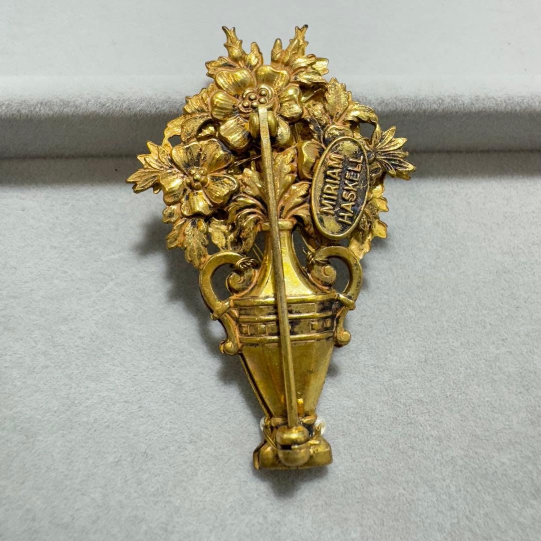 【ヴィンテージ】MIRIAM HASKELL ブローチ　ゴールド　ストーン