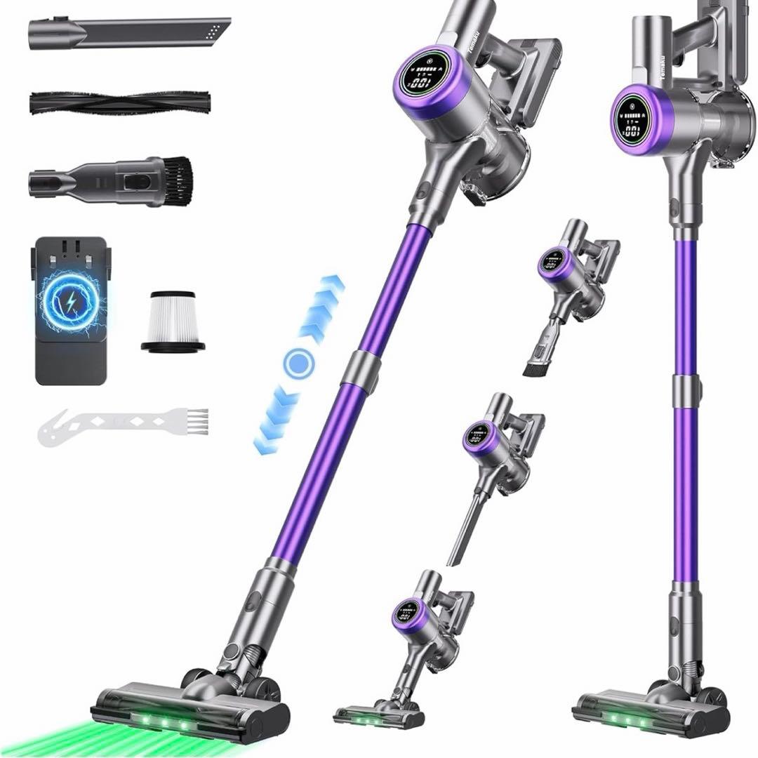 コードレス掃除機 80KPa超強力吸引 65分稼働 自立式 静音