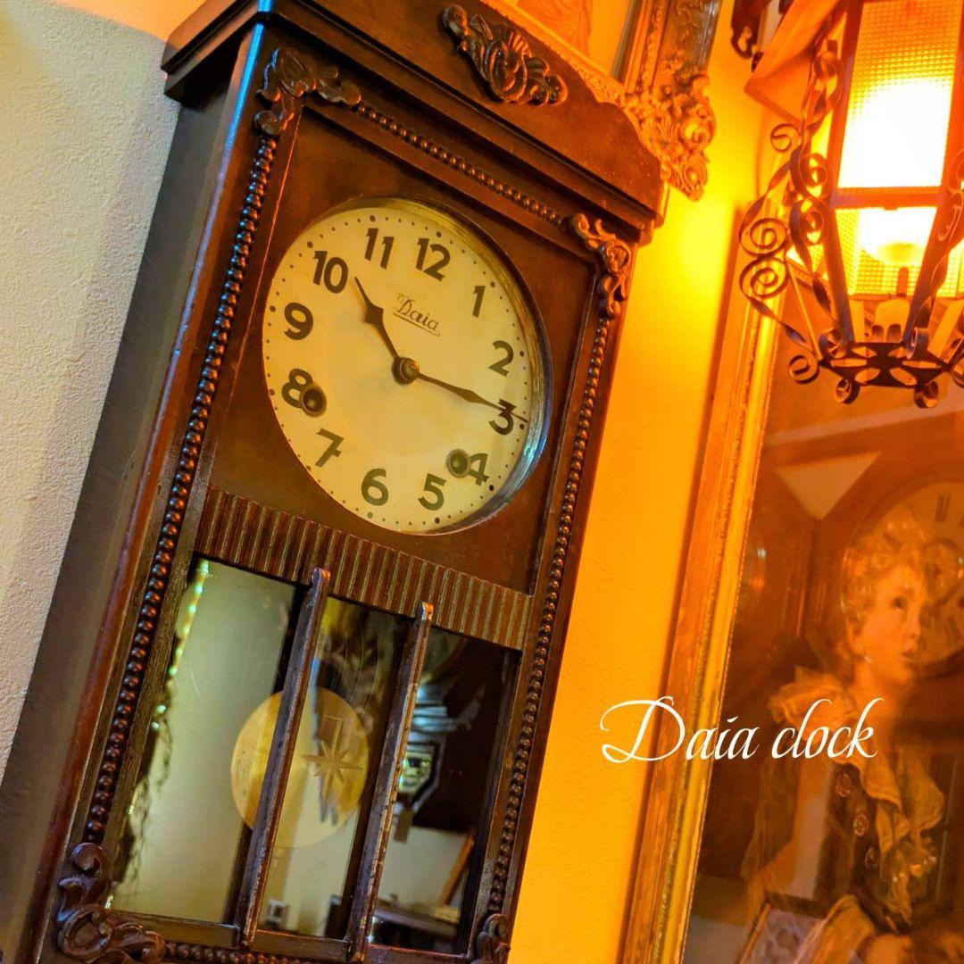 古時計　アンティーク掛時計　振り子時計　レトロ時計　ゼンマイ掛時計