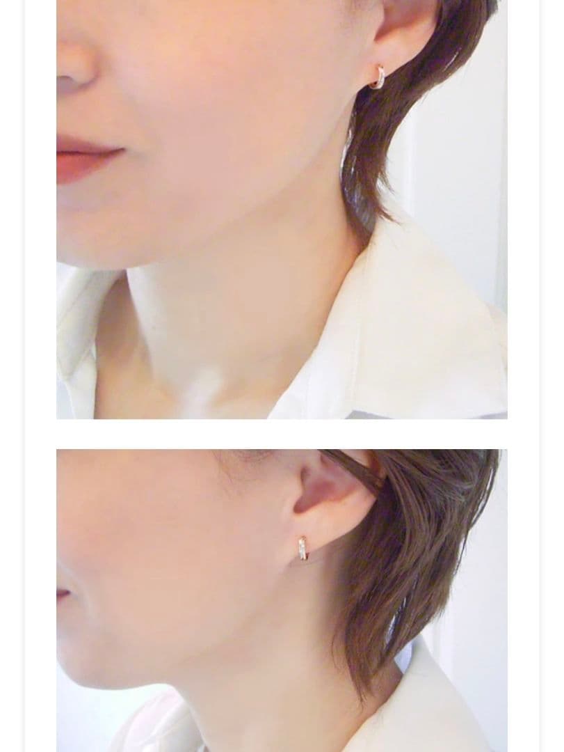 天然ダイヤモンド ピアス フープ プラチナ900 K18ピンクゴールド