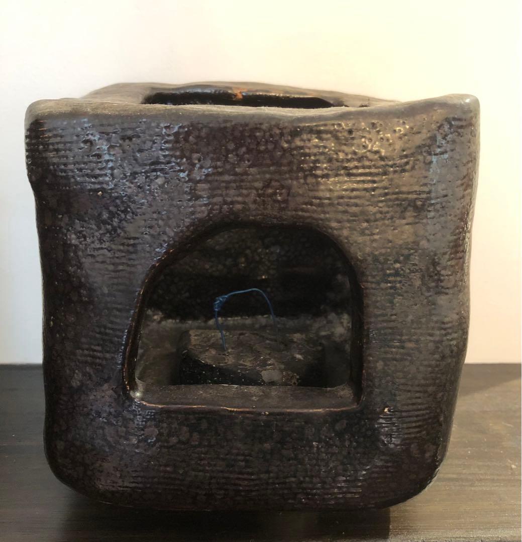 美品！骨董品　アンティーク　陶器　黒　陶印　京焼