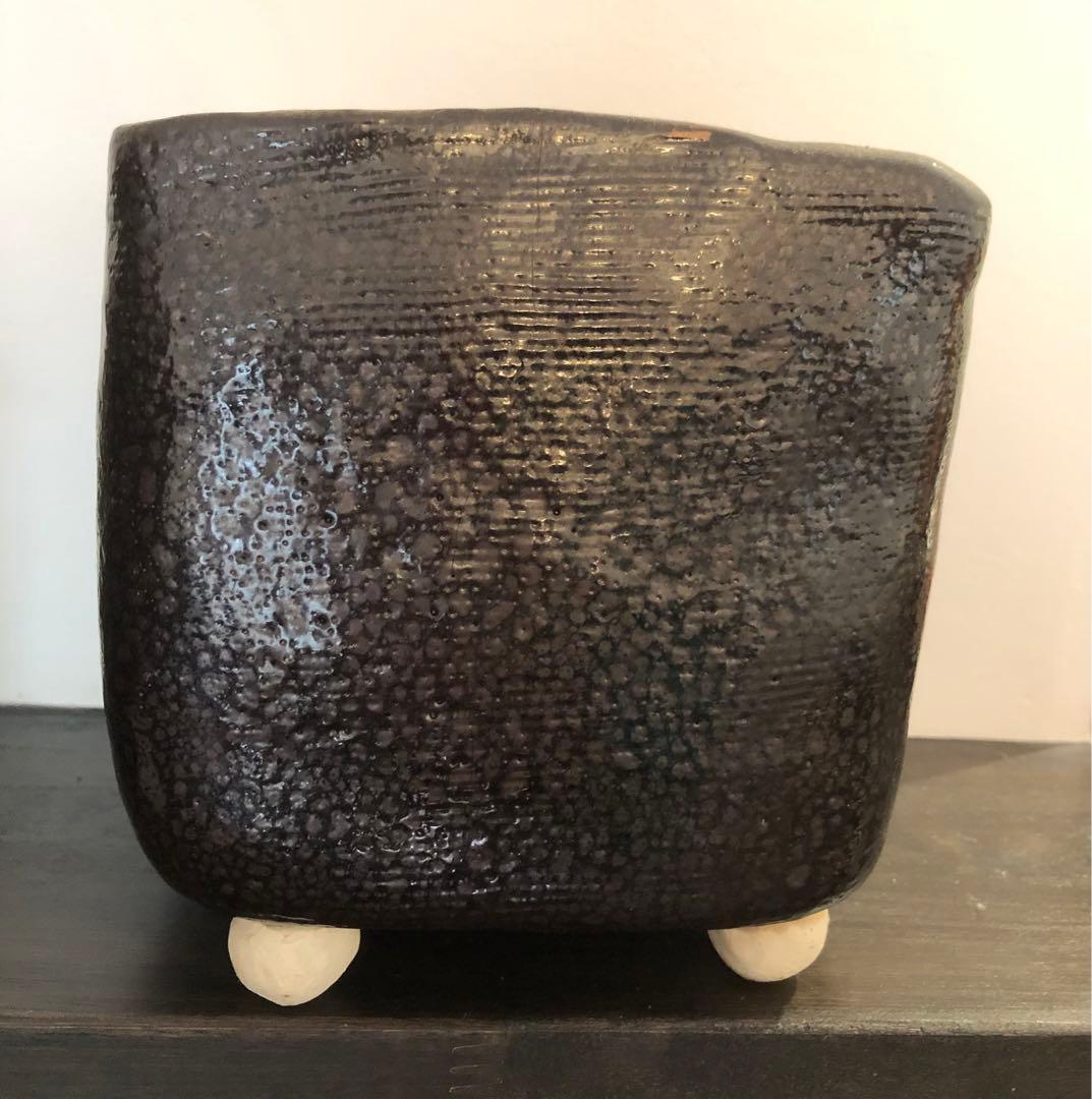 美品！骨董品　アンティーク　陶器　黒　陶印　京焼