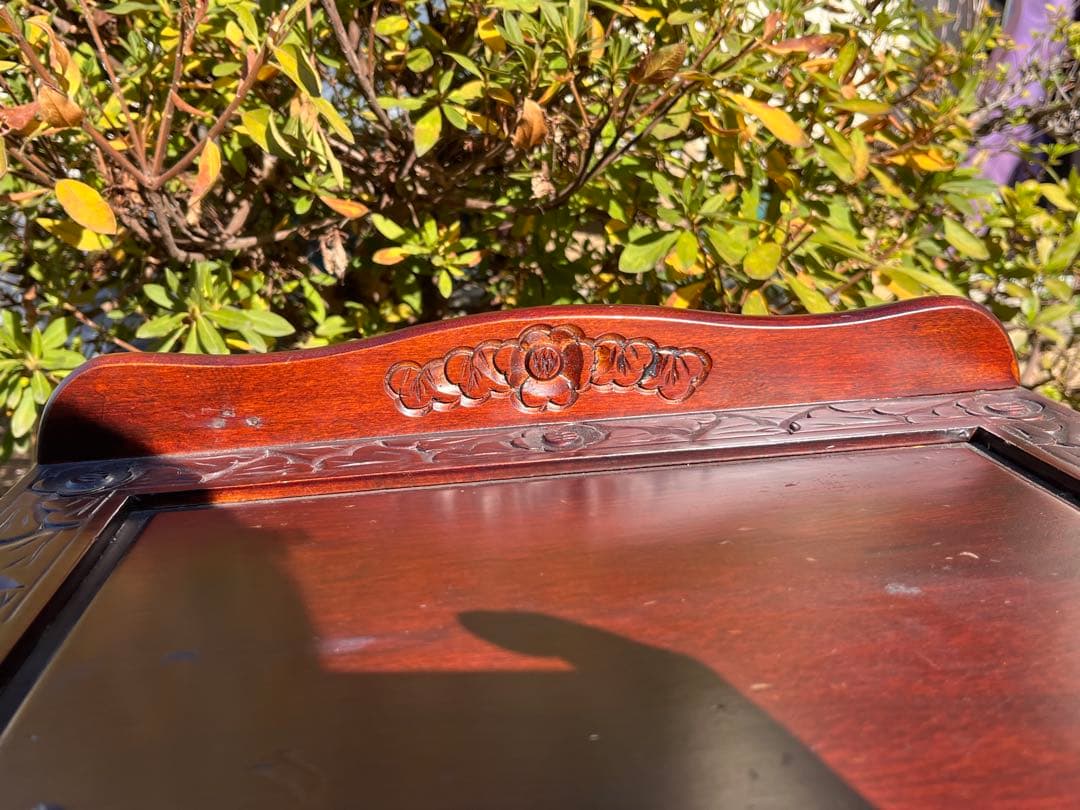 アンティーク調 キャスター付 サイドチェスト マガジンラック 彫刻 木製