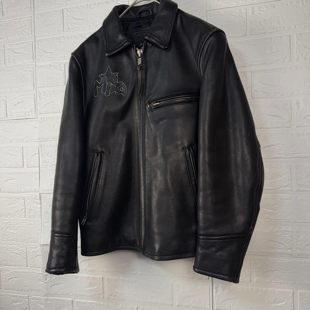 【羽刺繍】 DEGNER ライダース レザー ジャケット 本革 可愛い