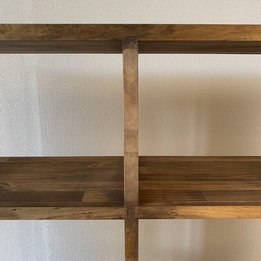 木製 3段ワイドシェルフ(黒壇色)