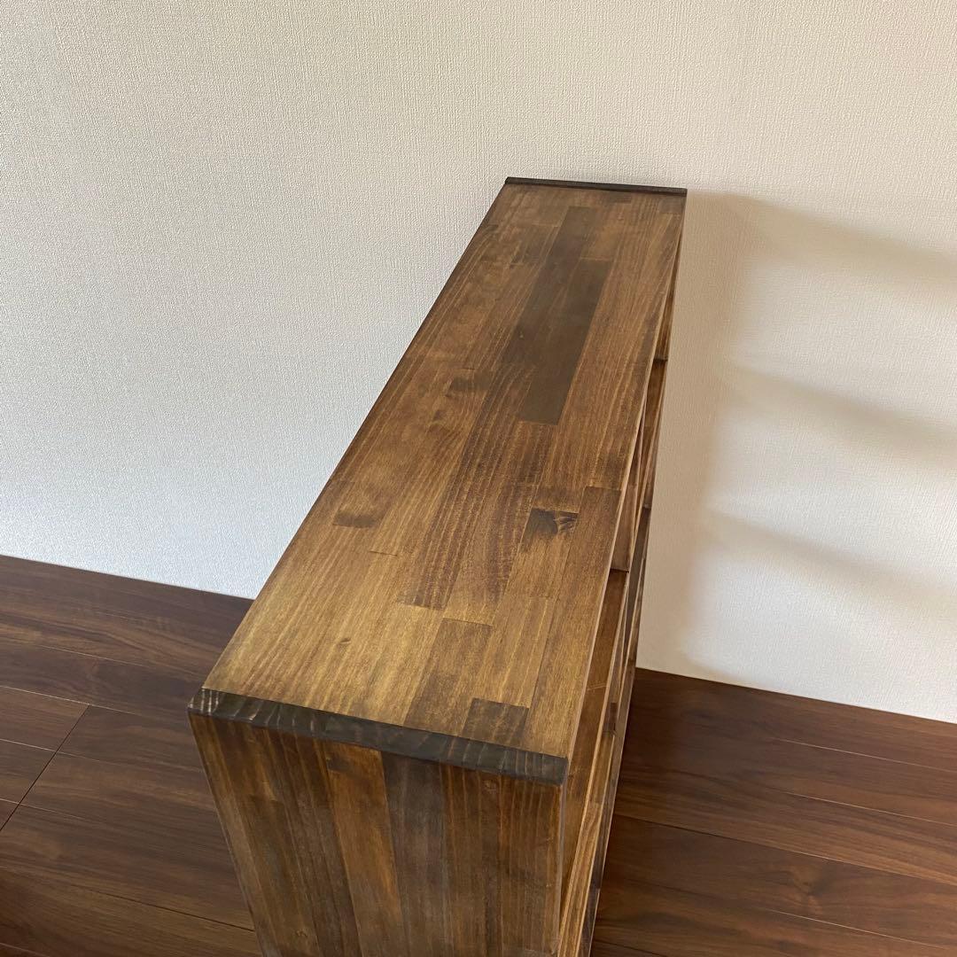 木製 3段ワイドシェルフ(黒壇色)