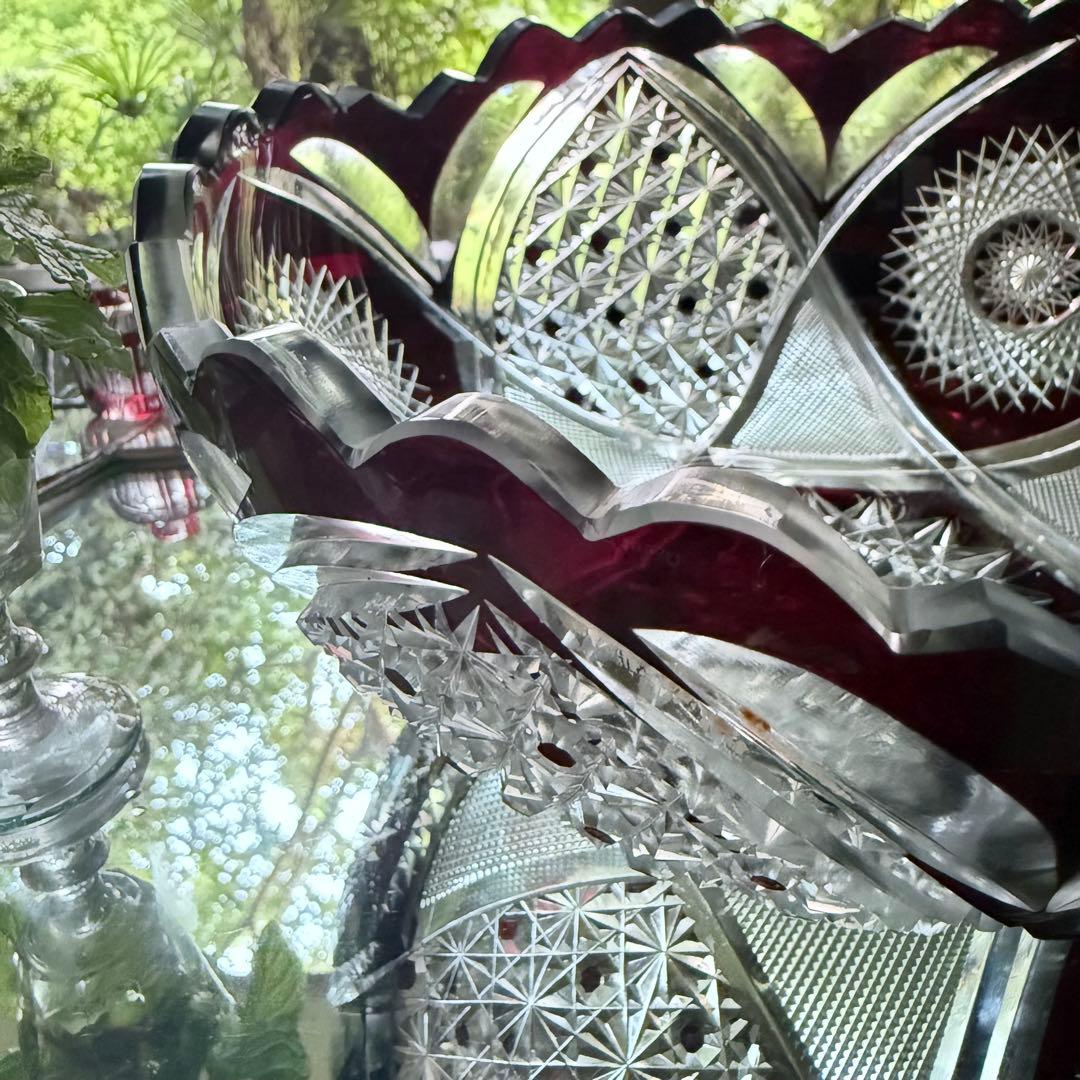 Y様へ感謝お嫁入り‼️涼やか星丸紋切子ボウル1客　錦手牡丹唐草小皿10客➕5客元箱