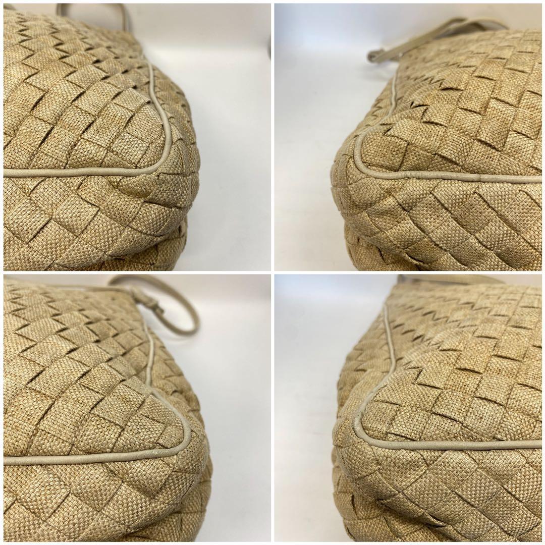 ボッテガヴェネタ イントレチャート ショルダーバッグ 麻生地 キャンバス