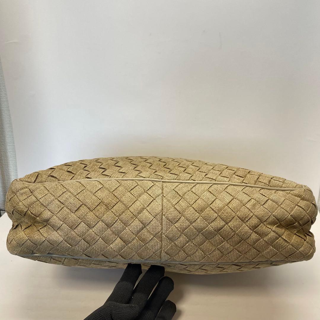 ボッテガヴェネタ イントレチャート ショルダーバッグ 麻生地 キャンバス