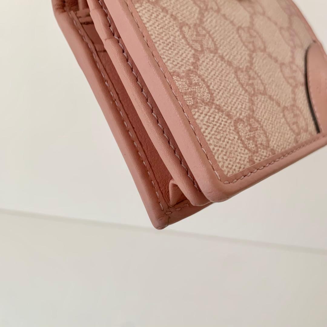【GUCCI】グッチ　スモールウォレット　二つ折り財布　GGエンブレム　ピンク