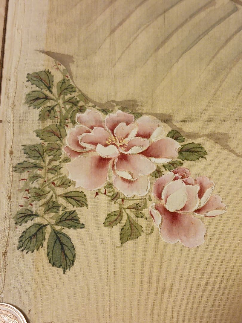 田能村小斎　幕末～明治　画家　播磨　花図　蛙　絹本　肉筆　まくり　和