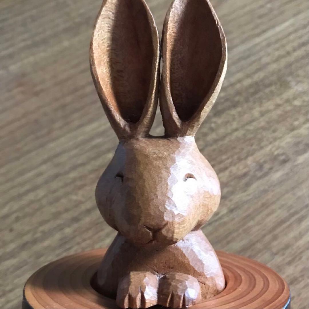 ウサギの木彫り　和歌山　龍神村