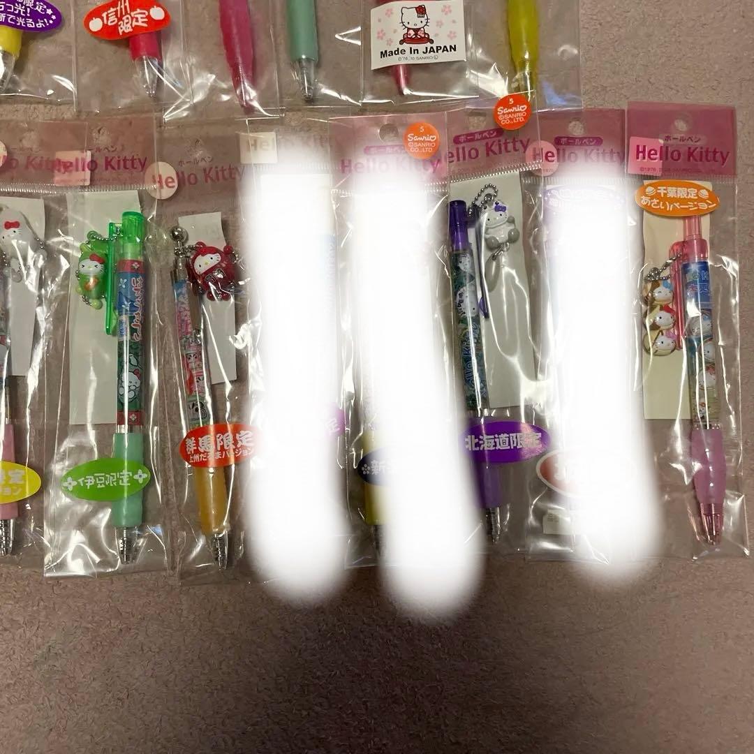 ご当地キティ　ストラップ付きボールペン　19本セット