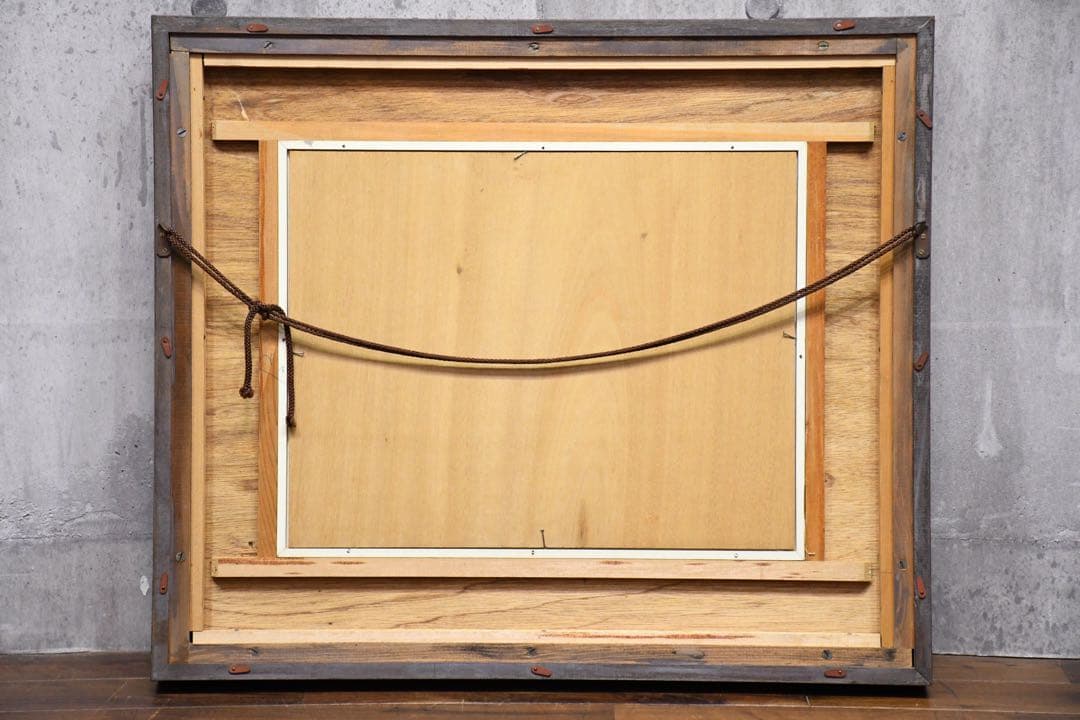 EEK119 林雲渓 (林雲谿) 日本画 山雲暁色 額装 風景画 共シール 直筆