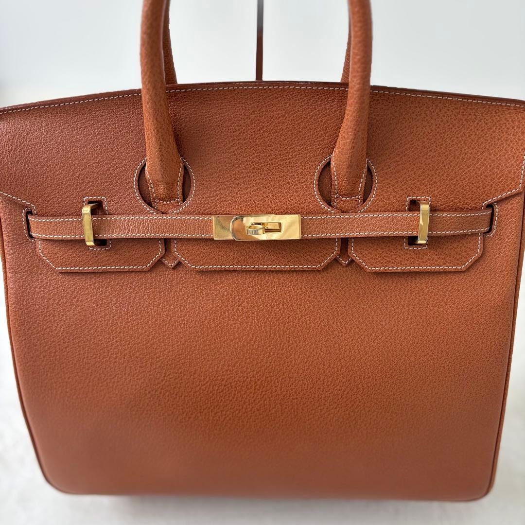 【極美品✨】ノーブランド品 大人気型 ハンドバッグトート 本革 金金具35 A4