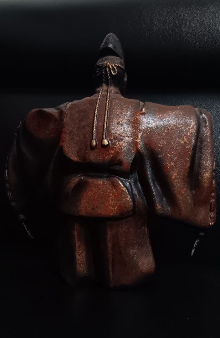 【古美術】銅製 能楽 武士像 置物 (約26cm) 重量感のある和風オブジェ