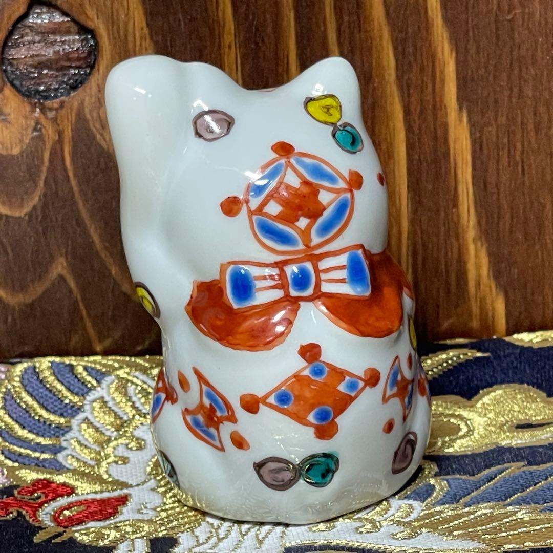 まみ◆【願いが叶う】【幸運 開運 招福】【九谷焼】招き猫 左手 縁起尽くし