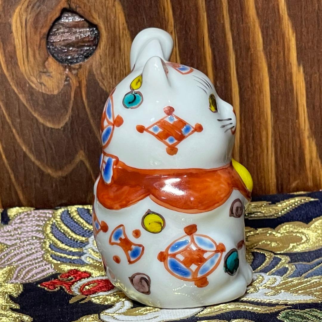 まみ◆【願いが叶う】【幸運 開運 招福】【九谷焼】招き猫 左手 縁起尽くし