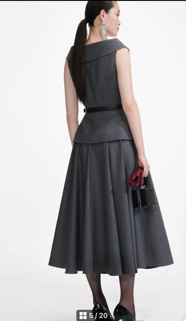 セルフポートレート秋新作新品 SelfPortrait 灰色切替ロングワンピース